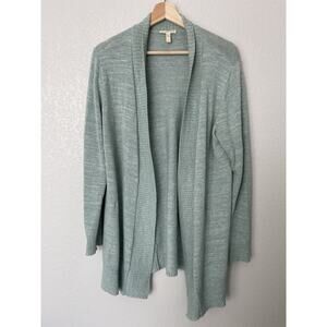 Eileen Fisher Mint Green Organic Cotton Open Drape Cardigan M
